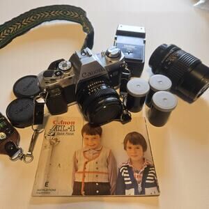 Canon AL‑1 35mm Film Camera Kit – Quick Focus – Powers On (Battery Door Issue)